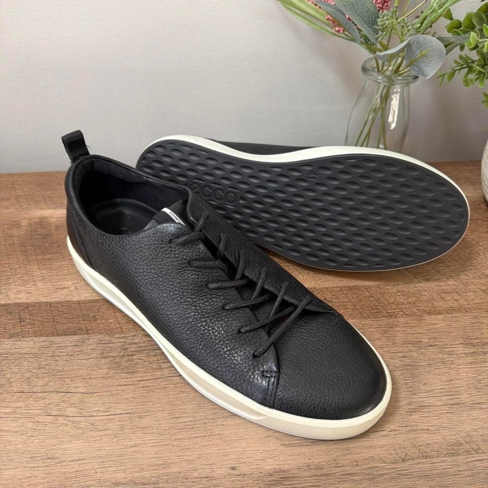 ECCO Soft 7 Men's Black Leather Sneakers Danish Design Like New EU 41 US 7-7.5